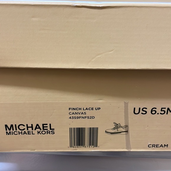 NIB $135 Michael Kors Finch Cream Canvas & Lther Lace Up - Picture 6 of 7